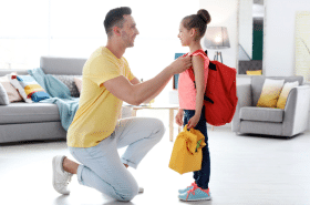 Family routine getting ready for school