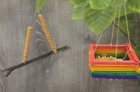 Two different homemade birdfeeders
