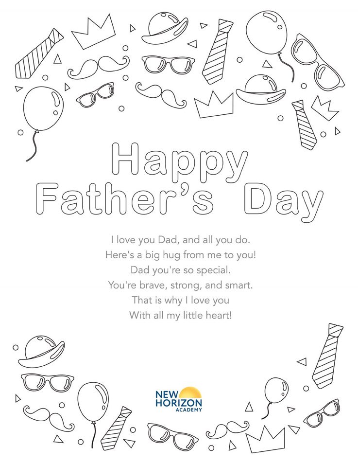 Happy Father's Day coloring sheet and card template