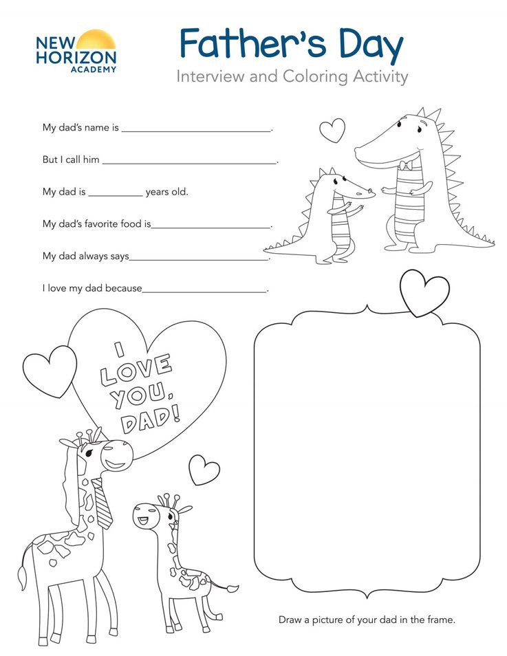 Father's Day Interview and Coloring Activity template