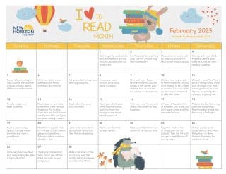 February 2023 I Love to Read Month Calendar