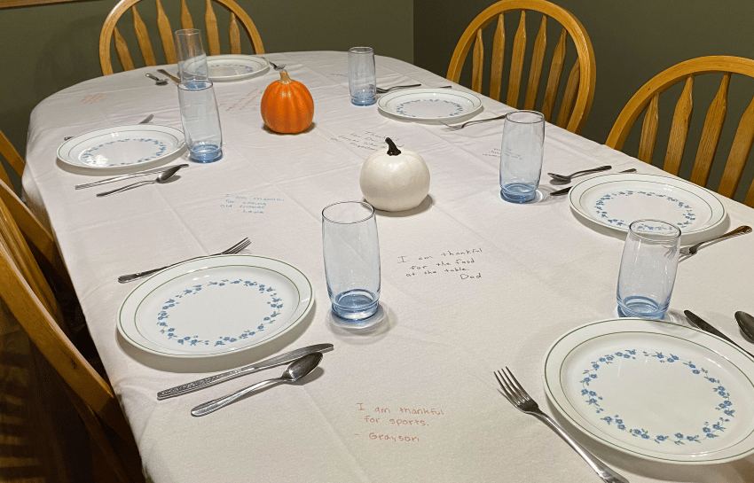 tablecloth of gratitude for thanksgiving