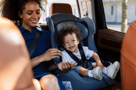 Mother and child riding in the car