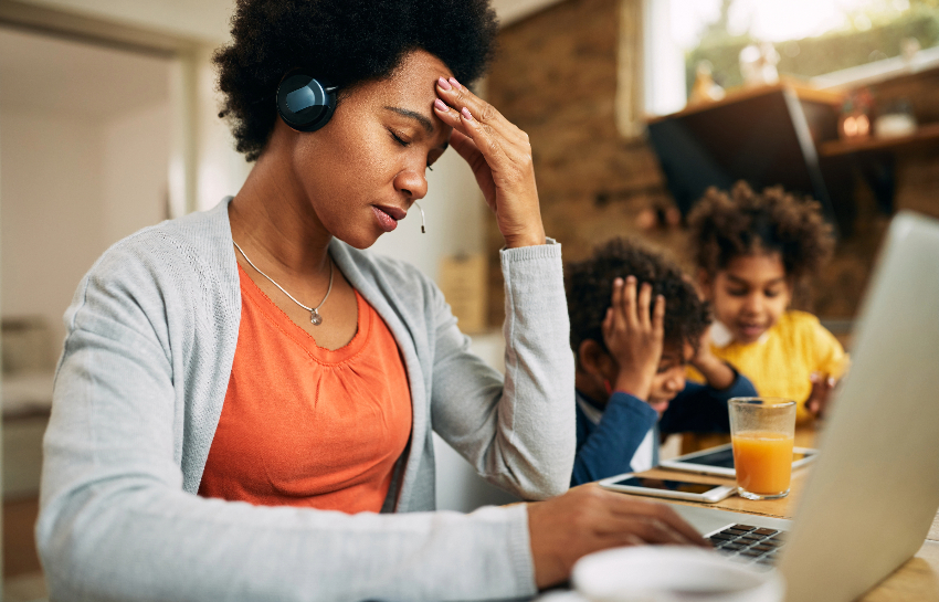 Parent struggling to work from home while caring for children